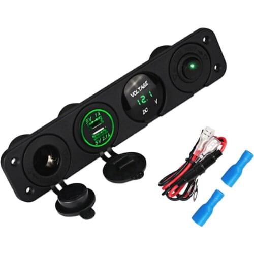 12V Cigarette Lighter Socket + Car Charger +Digital Voltmeter for Car, Boats, Trucks, Yachts Caravans