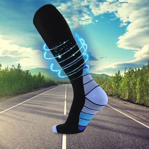 2 Pairs/Lot Men Women Socks Sport Compression Cycling Running Spring Autumn Long Knee-high Leg Support Slimming Socks