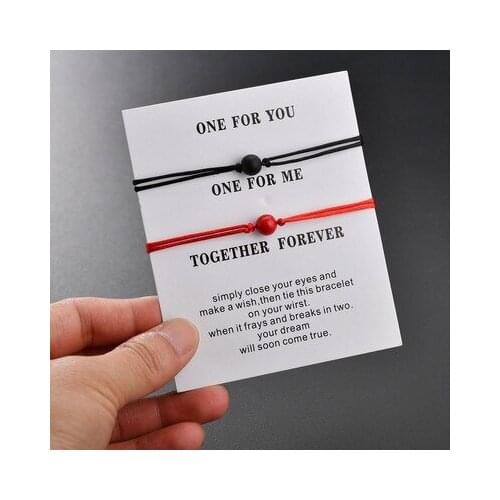 2pcs/lot Adjustable Size Small Beads Rope Bracelet Fashion String Bangle For Friendship Couple Holiday Gift