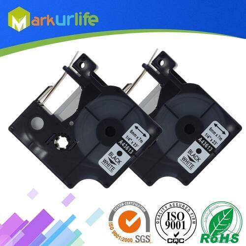 2 PCS/Lot Commpatible for DYMO Self-Adhesive Tape 43613 (S0720780) Excellent Work for DYMO Printer (6mm*7m) Black on White