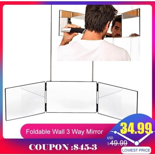 3 Way Mirror Makeup Mirror Foldable Wall Mounted Mirror Makeup Mirror Cosmetic Mirror Door Hanging Mirror Bedroom Locker Room