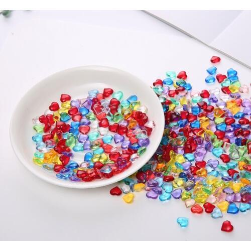 500PCS 10*4mm Heart Shape Acrylic Crystal Pawn Stone Chessman Game Pieces For Token Board Games Accessories
