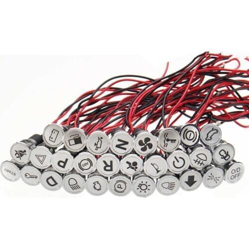 8mm LED Universal Car Indicator Light Dash Panel 12V Metal Warning Pilot Indicator Signal Lamp for Boat Truck Lorry Trailer