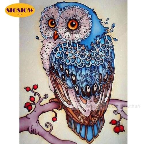 SIOSIOW DIY 5d Diamond Painting Animals Picture Of Rhinestones Full Square Diamond Embroidery Cross Stitch Owl Mosaic Wall Decor