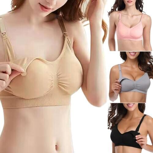 Cotton Maternity Nursing Bra Pregnant Women Maternity Nursing Bra Breastfeeding Open Button Push Up Adjustable Strap Underwear