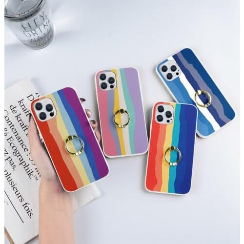 Finger Fing Holder Funda For Samsung Galaxy A21S A12 A22 A32 A50 A51 A52 A70 A71 A72 A40 S21 Ultra S20 FE S10 Plus Rainbow Cases