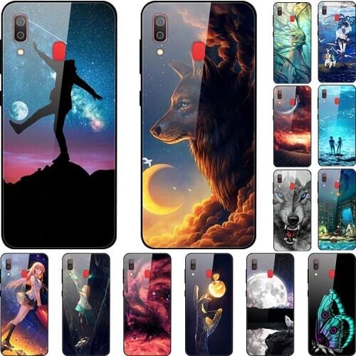 Case For Samsung Galaxy A30 Back Phone Cover Black Silicone Bumper With Tempered Glass Series 3