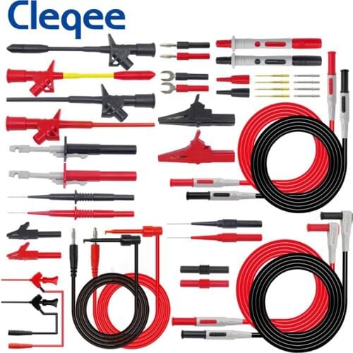 Cleqee Banana Plug Multimeter Cable Test Lead Kit Insulated Piercing Probe Automotive Tool Set Quick IC Test Hook DIY Electronic