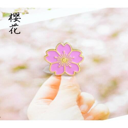 Sakura Enamel cute Pin Pink White Cherry Blossom Brooches Bag Lapel Pin Cartoon Flowers Badge Jewelry Gift for Kids Friends
