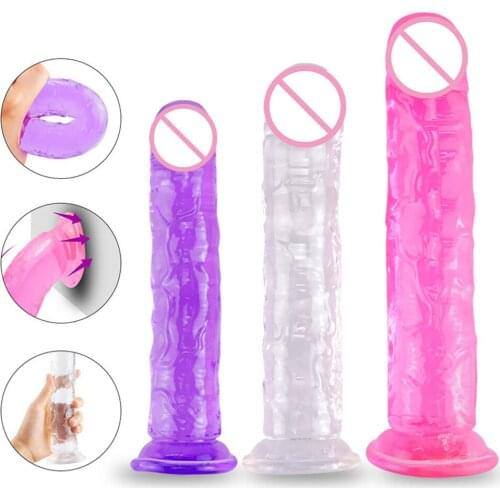 Realistic Dildo Anal Masturbator Sex Toys Translucent Soft G Spot Clitoris Orgasm Big Dildo Woman Vagina Anal Massage