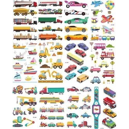 Hot Small Cute Car Train Bus Cartoon Temporary Tattoo Cute Star Tattoo Sticker Love Women Body Finger Art Waterproof Tattoo Kid