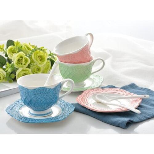 Nordic Style Ceramic Coffee Cup And Saucer Petty Coffee Cup Flower Tea Red tea Cup 120/220 ml Home Drinkware Free Shipping