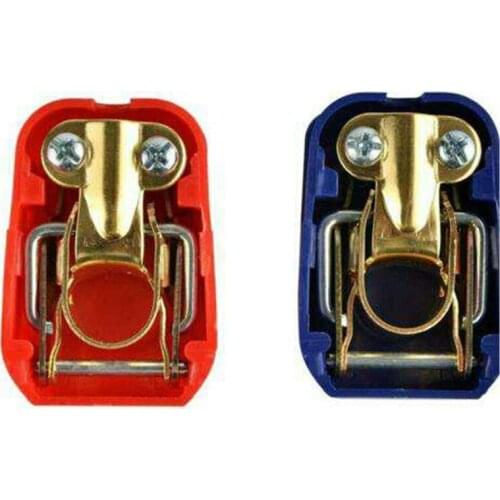 Car Battery Terminal Connector Clamps Positive Negative Electrode Top Post 2pcs LX0E