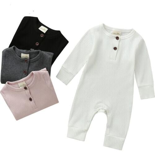 Baby Spring Autumn ClothingBaby Girl Cotton Romper Boy Knitted Ribbed Jumpsuit Newborn Solid Clothes Warm Infant Outfit