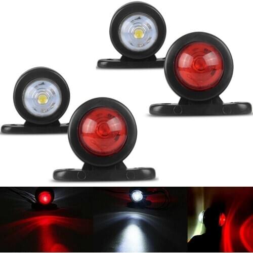 Krator 4PCS Red White Double Side Marker Lights Indicator Lamp For Trailer Truck Lorry 10-30V Waterproof