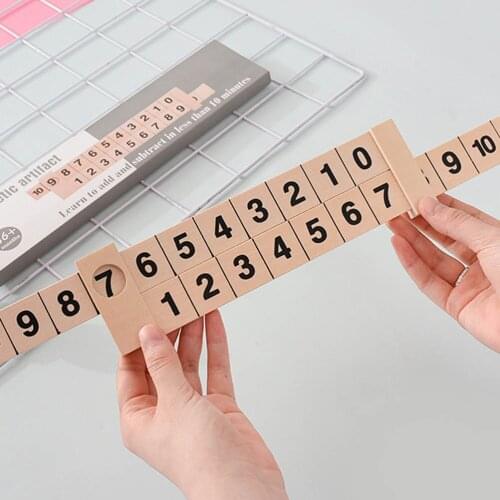 Wooden Math Arithmetic 1-10 Addition Subtract Learning Ruler Scientific Rail Design Ruler Kids Education Toys Children Gifts