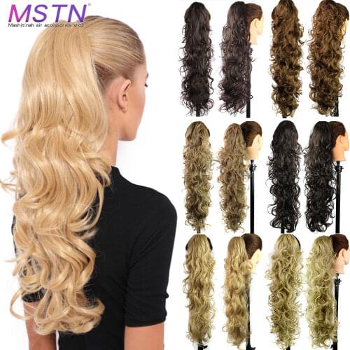 MSTN Long Curly Claw Clip On Ponytail Hair Extension Heat Resistant Synthetic Pony Tail Fake Hair Wig Extensions