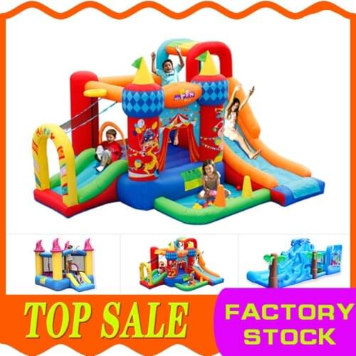 Inflatable Bounce House Kids Slide Jumping Castle Bouncer With Blower Funny Trampoline balls Pool & Bag Water Splash