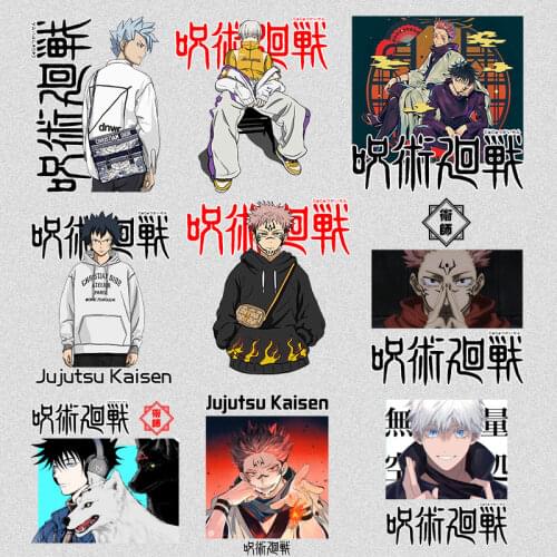 Japans latest popular anime spells back to the battle heat transfer ironing special design patch stickers on T-shirts