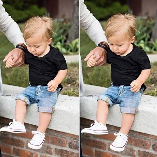 Newborn Baby Girls Boys Clothes Short Sleeve Solid Color T-shirt Jeans Short Pants Outfits Set new born baby boy clothes
