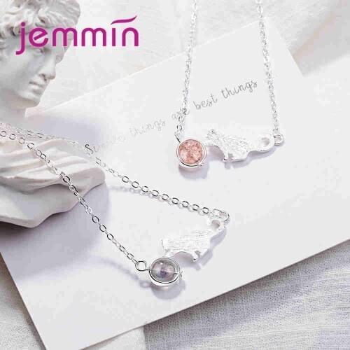 Real 925 Sterling Silver Trendy Spcial Design Small Cat Charm Bead Pendant Necklace For Women Party Banquet Decoration