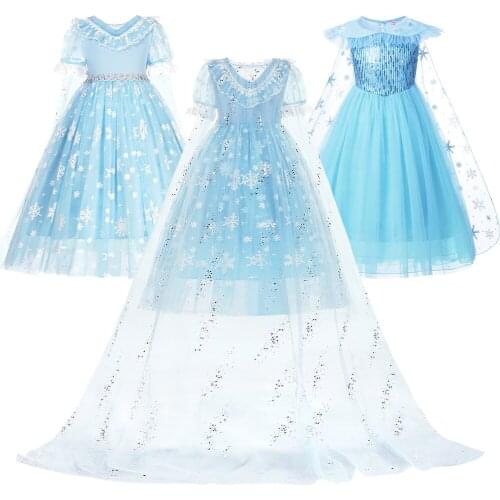 Dresses Queen Girls Fancy Queen Elsa Costume Princess Elsa Party Dress Snow Queen Vestido 2021