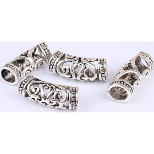 1PC Tibetan Silver Dragon Hair Braid Bead Braiding Dread Dreadlock Tube Beads Ring Clip Cuff For Braiding Hair Extension
