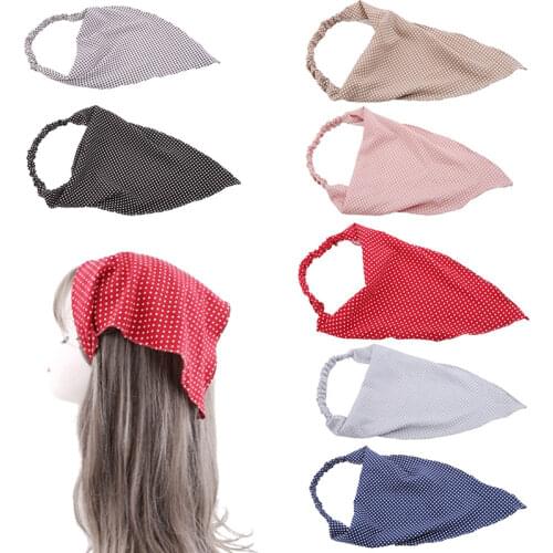 Trendy Triangle Head Scarf Dot Elastic Headbands with Clip Fashion Women Bandanas Head Wrap Head Band Handkerchief Accessories