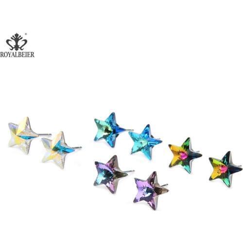 ROYALBEIER Crystals Stud Earring Star Earrings Austrian Rhinestone Earring Party Gift Jewelry Accessories