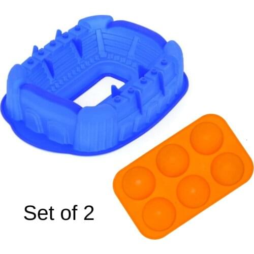 Stadium and Ball Silicone Cake Mold 3d stadium 6 cavity football cake soap candle molds
