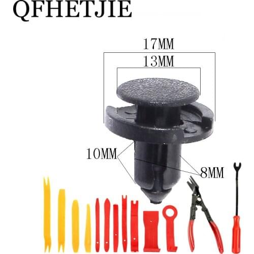 QFHETJIE 8mm 200Pcs Car Bumper Clip Holder Fastener Rivet Door Panel Fender Bushing Toyota Hot Selling Tool Set