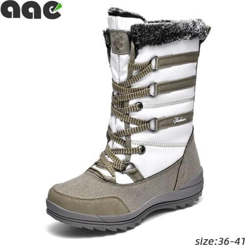 2020 Fashion Women Boots Female Booties Lace Up Winter Waterproof Warm Snow Booties Black Women Shoes Designer Brand Luxury NEW