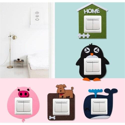 1PC Cute Cartoon felt Open Light Switch Stickers Decorative Switches For Living Room Bedroom Dustproof Protective Cover