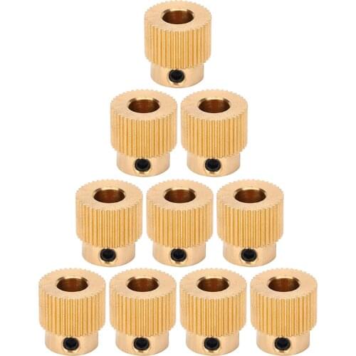 10Pieces 3D Printer 40Teeth Bore 5mm Brass Drive Gear 3D Printer Accessories