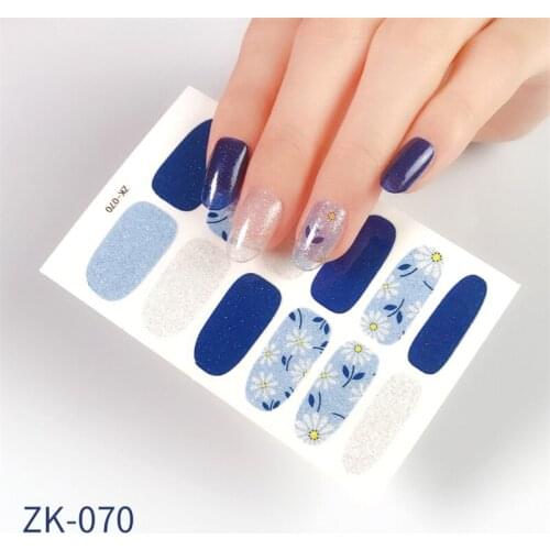 12 Stickers Flower Daisy Pattern Waterproof Full Coverage DIY Nail Stickers Designer Self-Adhesive Women Nail Stickers