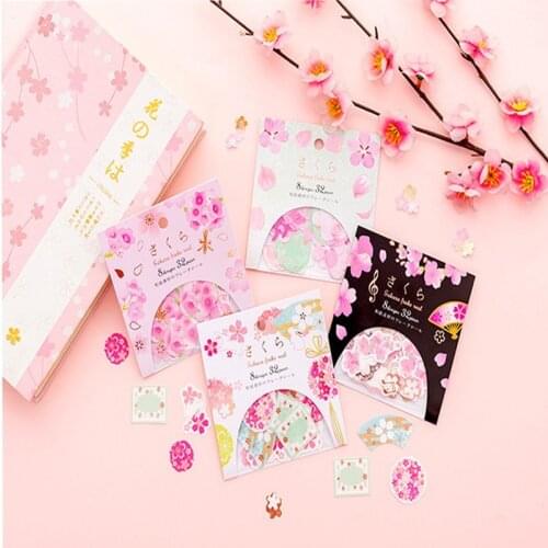 32pcs Sakura Flowers night scenery stickers Decorative DIY Decoration Diary Stationery Stickers Children Gift 4 selections
