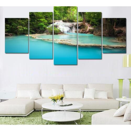 5 Pcs Waterfall Painting Canvas Wall Art Picture Home Decoration Living Room Canvas Print Painting No Frame