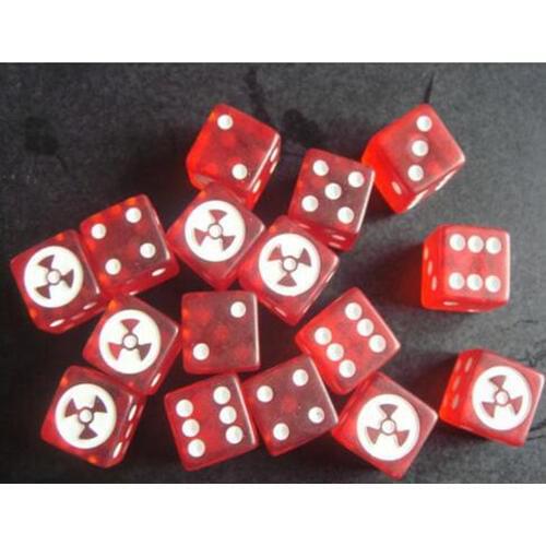 6 Pcs 19mm Nuclear Radiation Sign Nuclear Symbol #19 Fan Pattern Dice