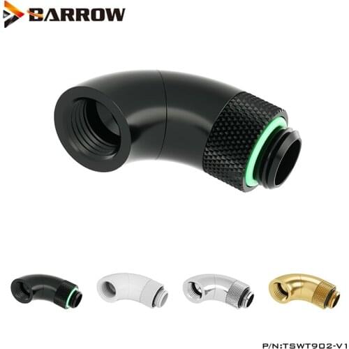 Barrow G1/4" Dual Rotary 360 Degree Rotary Extension Adapter Water Cooling Fittings,White Black Silver Gold, TSWT902-V1