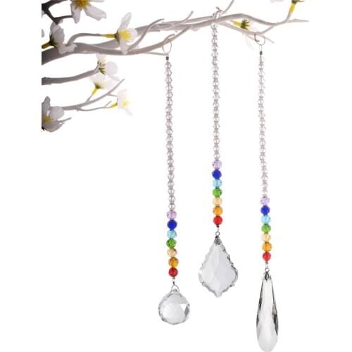 Shiny Handles Crystal Hanging Prism Ball Chakra Beads Strand Design Rainbow Suncatcher Chandelier Chrismas Decoration