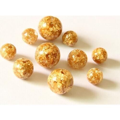 20pcs/lot Golden Bead 6mm 8mm 10mm Round Gold Sand Spacer Beads Diy Beading Jewelry Bracelet Necklace Pendant Charms