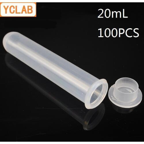 YCLAB 100PCS 20mL Centrifuge Tube EP Plastic Round Bottom with Lid no Graduation Ethylene Propylene