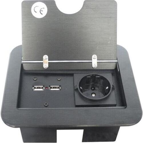 Black EU Power Desktop Electrical Sockets with Cover Plug Power +2 USB Charger Tabletop Socket US/UK/AU Acceptable customization