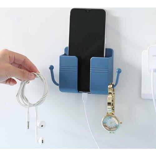 Home Remote Holder Wall Hooks Tools Wall Mounted Punch Free Organizer Hooks Remote Phone Caddy Remote Control Holder Accessories