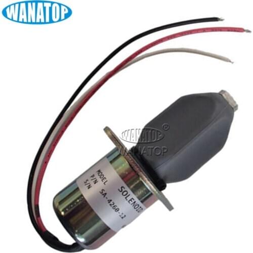 Fuel Shut Off Solenoid SA-4260-12 SA-4260-24 For Bobcat Cummins Kubota Yanmar