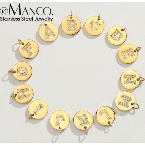EManco 26 Zircon Alphabets Pendant for Necklace Not Fade Stainless Steel Charms for Bracelet Make Earrings Jewelry Findings