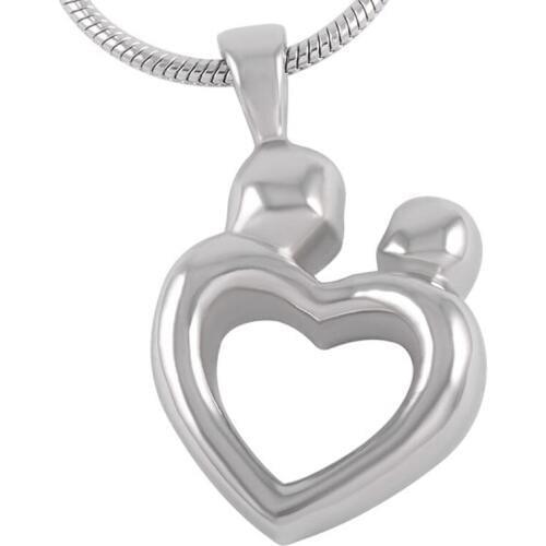 IJD8260 Mother Child Hug Together Cremation Urn for Funeral Memorial Ashes Stainless Steel Keepsake Pendant