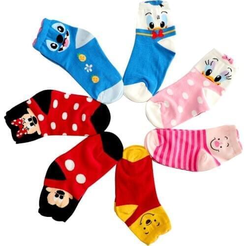 2-12Year High Quality Kids Cartoon socks Mickey Minnie Boys Breathable Short Socks Child Baby Comic Socks set