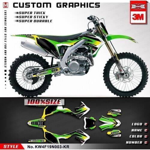 KUNGFU GRAPHICS Motocross Self Adhesives Custom Vinyl Decal Stickers for KX 250 F 2021, Green Black