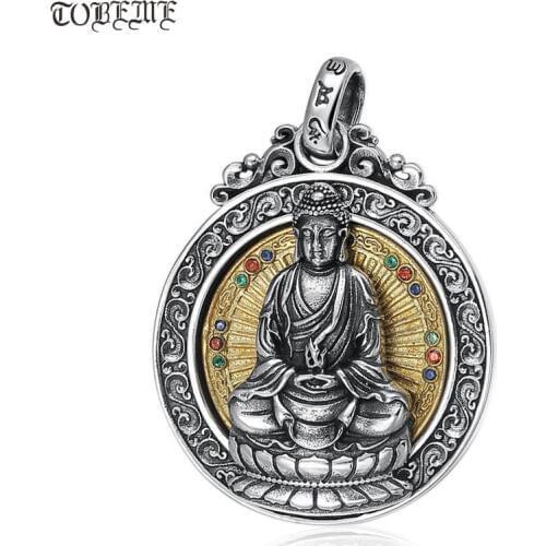 100% 925 Silver Eight Buddha Statue Pendant 925 Sterling Buddhist Buddha Pendant the Chinese Zodiac Good Luck Amulet Pendant